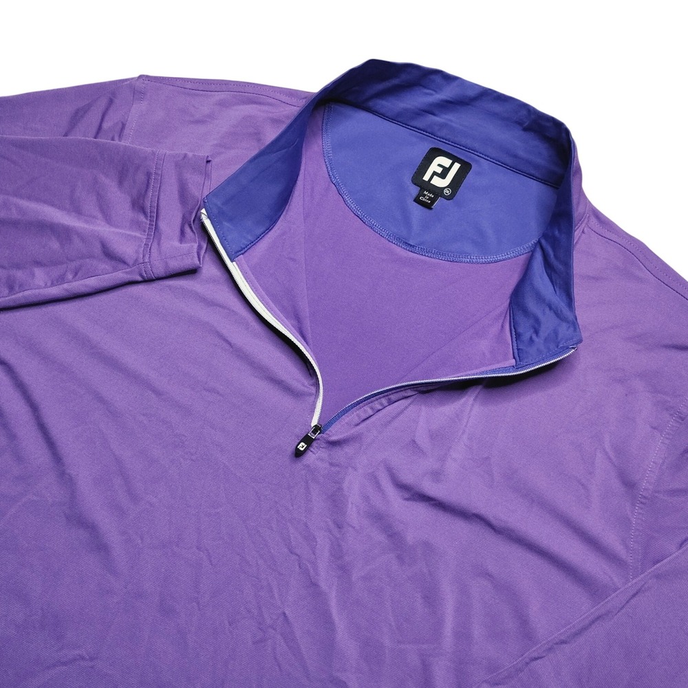 FootJoy Lightweight 1/2 Zip Pullover Mens 2XL Purple Micro Stripe Stretch Golf